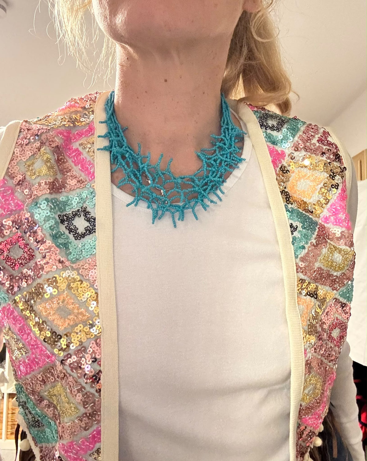 Statement-Kette „Coral“ – Türkis