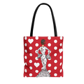 Bolsa Tote Málaga Diseño Flamenca María Blanco con Fondo Rojo