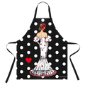 Delantal Flamenco “Maite” – Vestido Blanco con Lunares Rojos sobre Fondo Negro