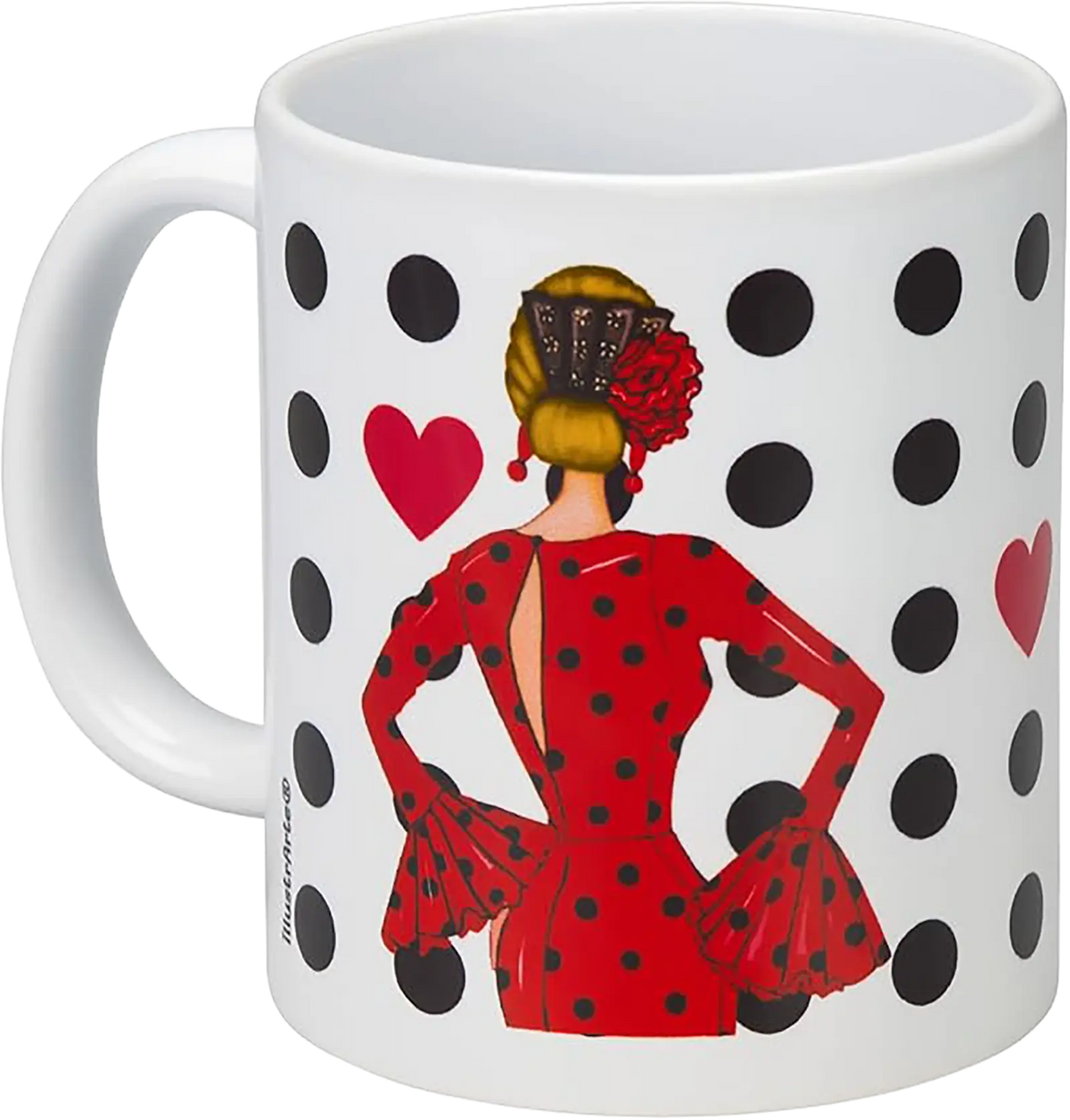 Taza Flamenca de Cerámica 350 ml – Diseño Maria Rojo