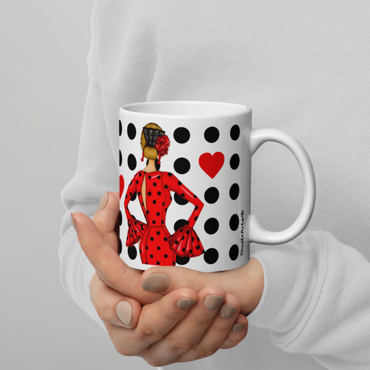 Taza Flamenca de Cerámica 350 ml – Diseño Maria Rojo_exp3