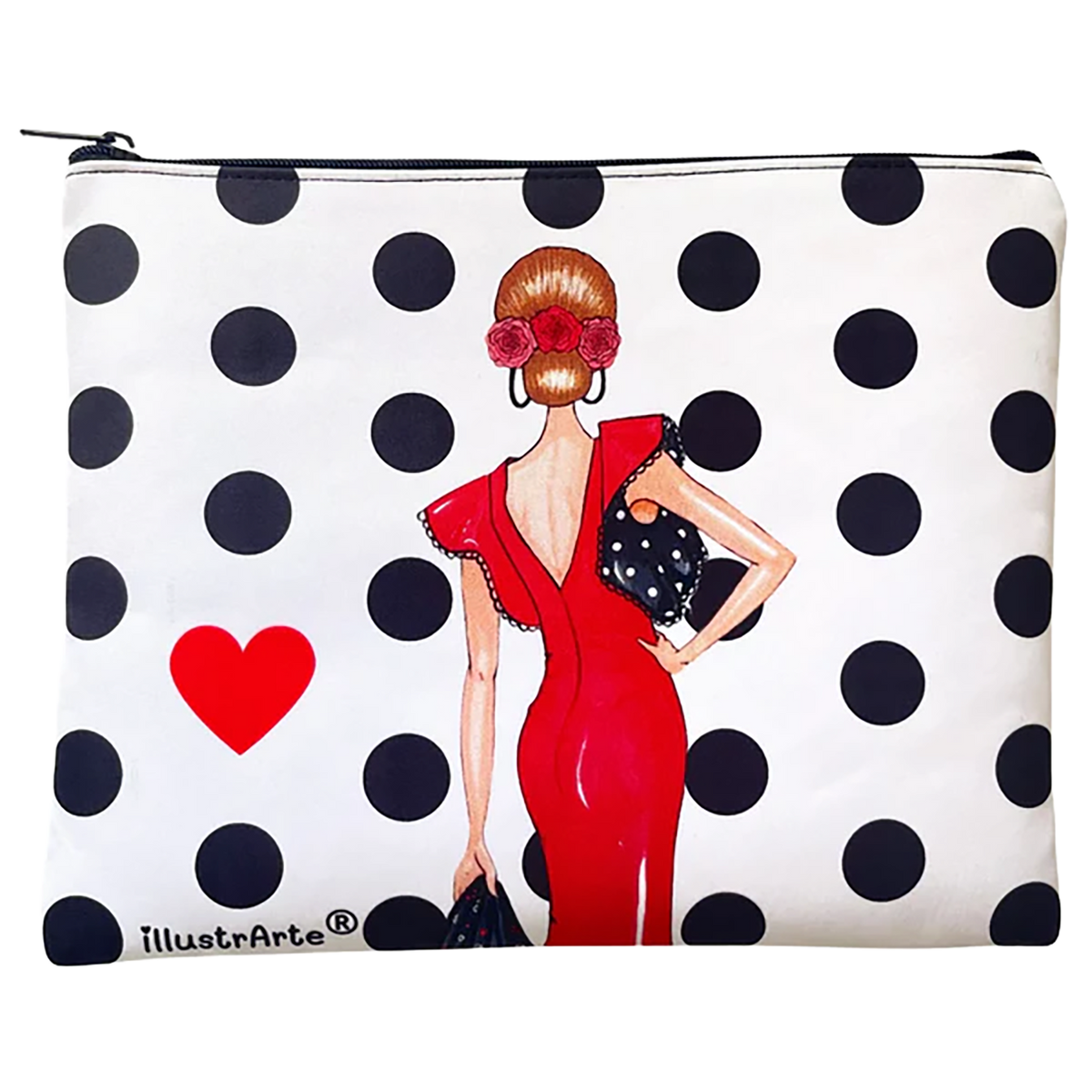 “Manuela Rojo” – Diseño Doble Cara – Fondo Blanco con Lunares Negros