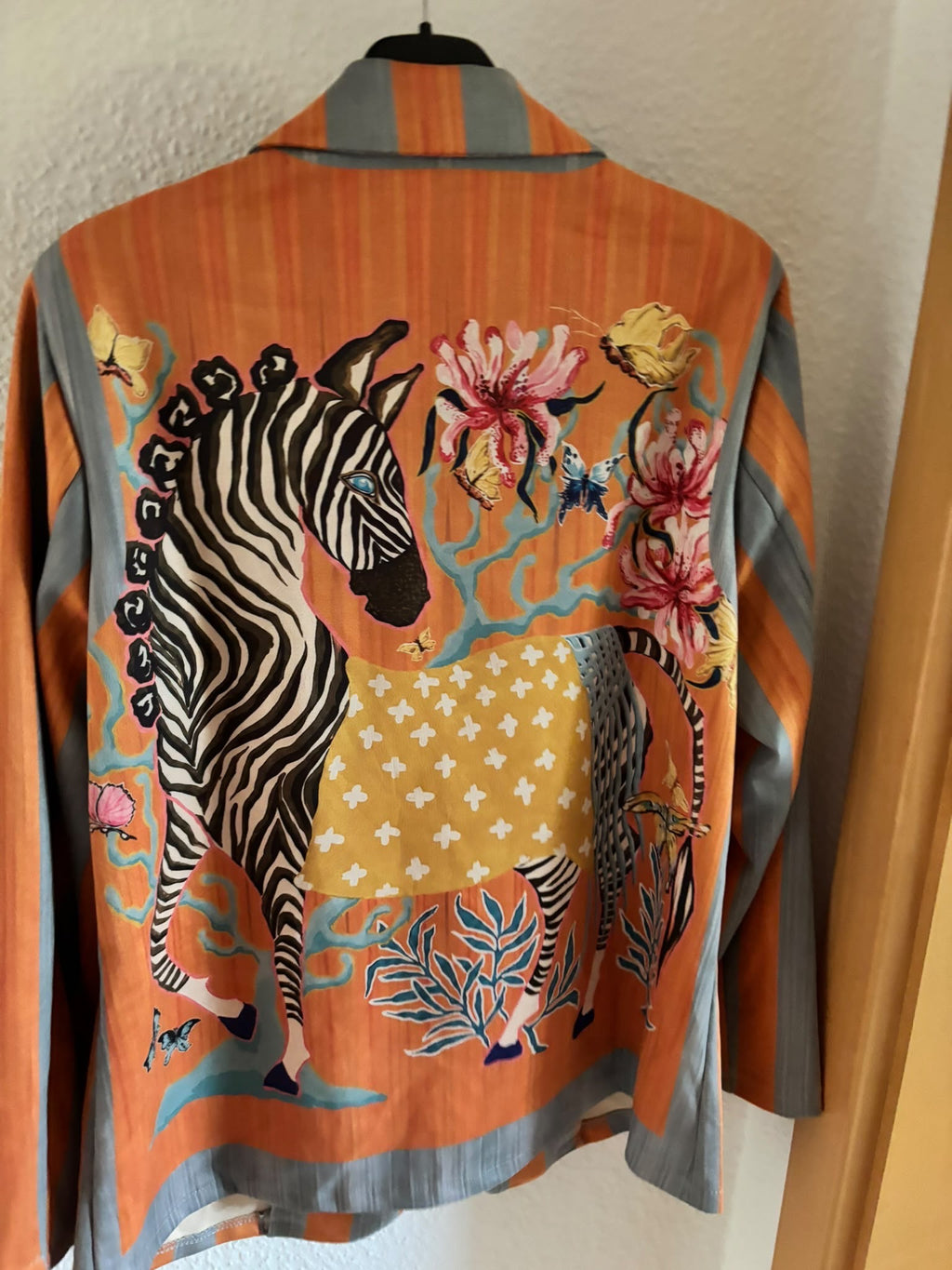 Blazer „Wild Garden“ – Orange & Grau gestreift